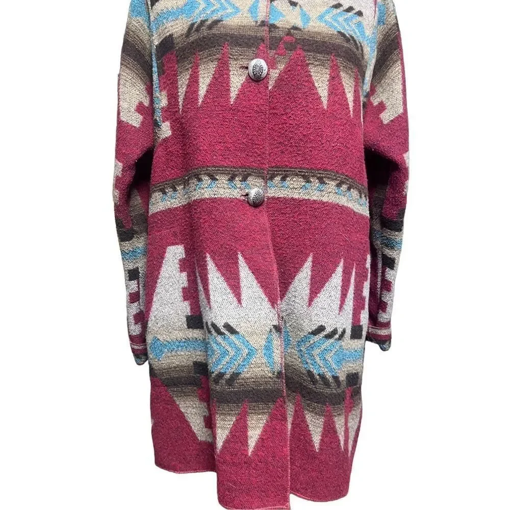 Vintage North Style Aztec Southwestern Wool Blend Multicolored Jacket size Large - Picture 4 of 13
